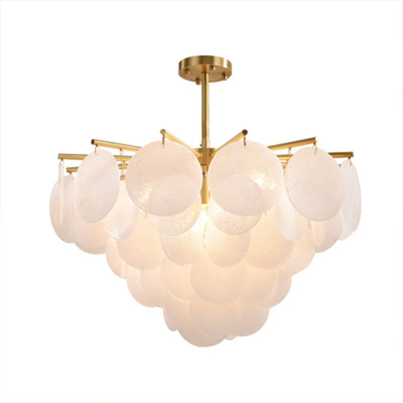 Contemporary Scandinavian Tapered Round Chandelier - 6/8/10 Lights, Glass & Iron Design for Living Room