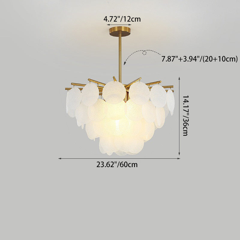 Contemporary Scandinavian Tapered Round Chandelier - 6/8/10 Lights, Glass & Iron Design for Living Room