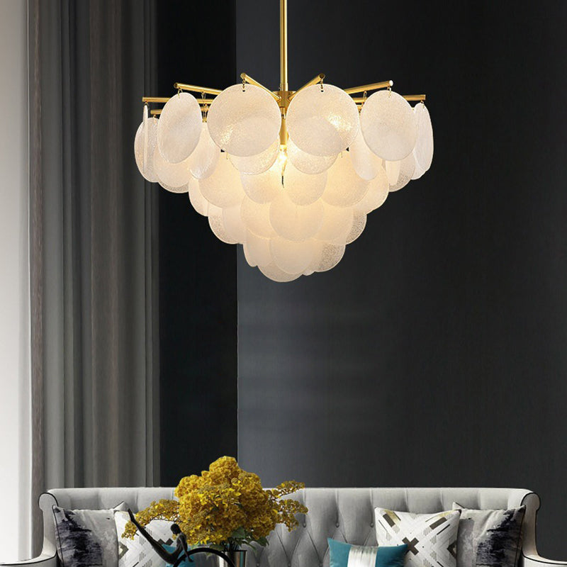 Contemporary Scandinavian Tapered Round Chandelier - 6/8/10 Lights, Glass & Iron Design for Living Room