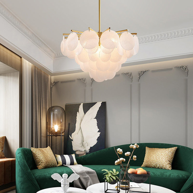 Contemporary Scandinavian Tapered Round Chandelier - 6/8/10 Lights, Glass & Iron Design for Living Room