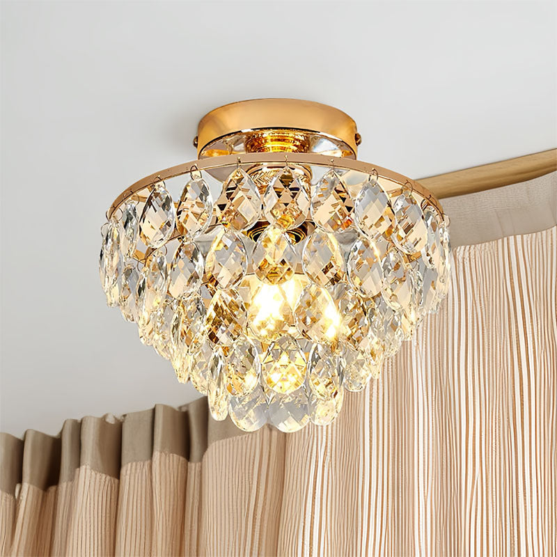 Contemporary Scandinavian Crystal Iron Semi-Flush Mount Ceiling Light for Living Room