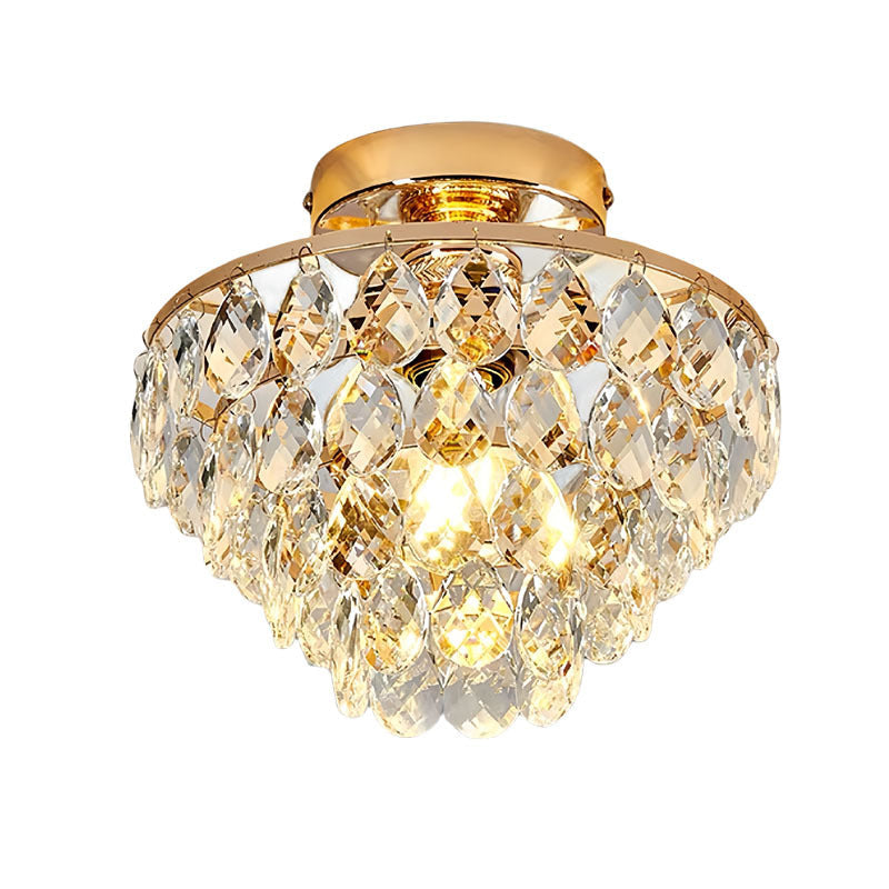 Contemporary Scandinavian Crystal Iron Semi-Flush Mount Ceiling Light for Living Room