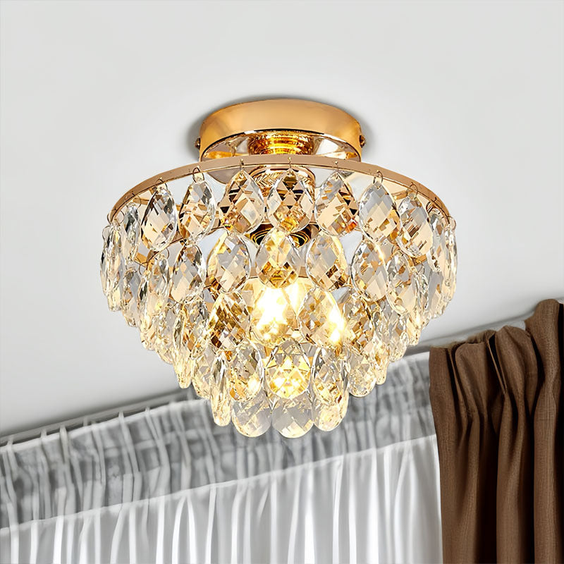 Contemporary Scandinavian Crystal Iron Semi-Flush Mount Ceiling Light for Living Room