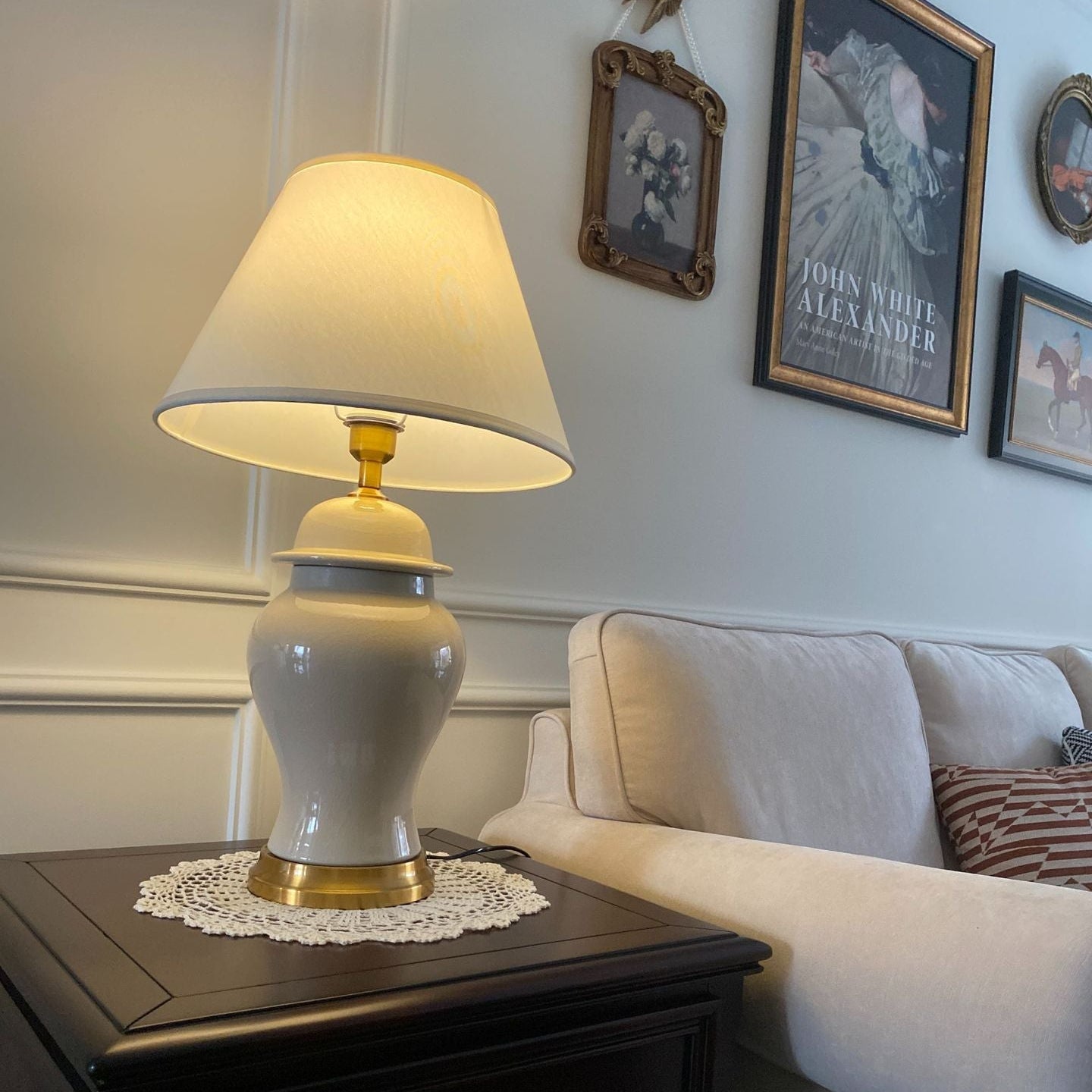 Traditional Rustic Ceramic Fabric Conic Vase 1-Light Table Lamp for Study Bedroom Home Decor Modern Rustic Lighting Elegant Desk Lamp Unique Accent Lamp Decorative Illumination Farmhouse Style Ceramic Table Lamp Cozy Living Room Lighting Soft Fabric Shade