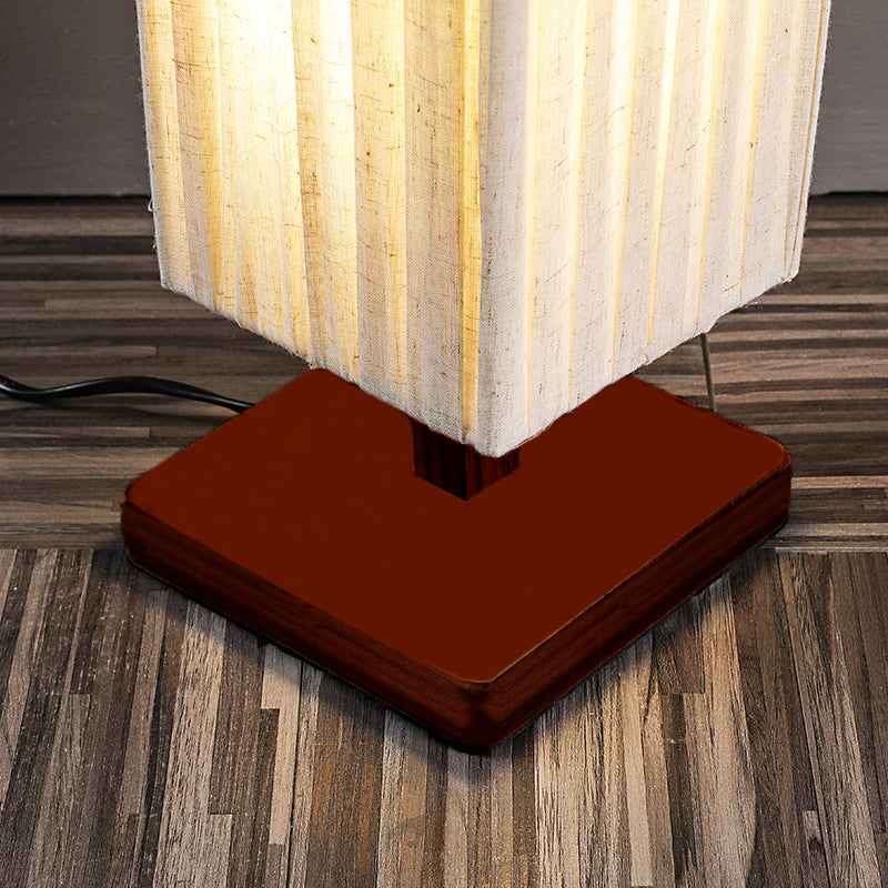 Traditional Japanese Rectangular Walnut LED Floor Lamp for Living Room