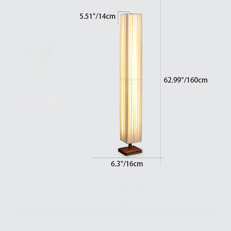 Traditional Japanese Rectangular Walnut LED Floor Lamp for Living Room