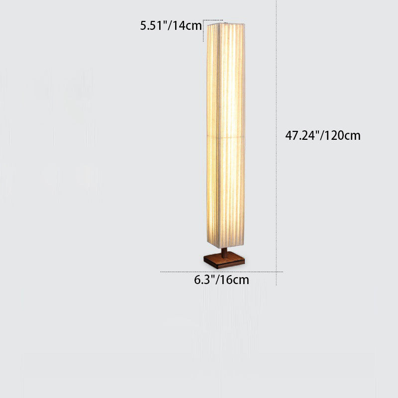 Traditional Japanese Rectangular Walnut LED Floor Lamp for Living Room