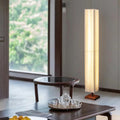 Traditional Japanese Rectangular Walnut LED Floor Lamp for Living Room