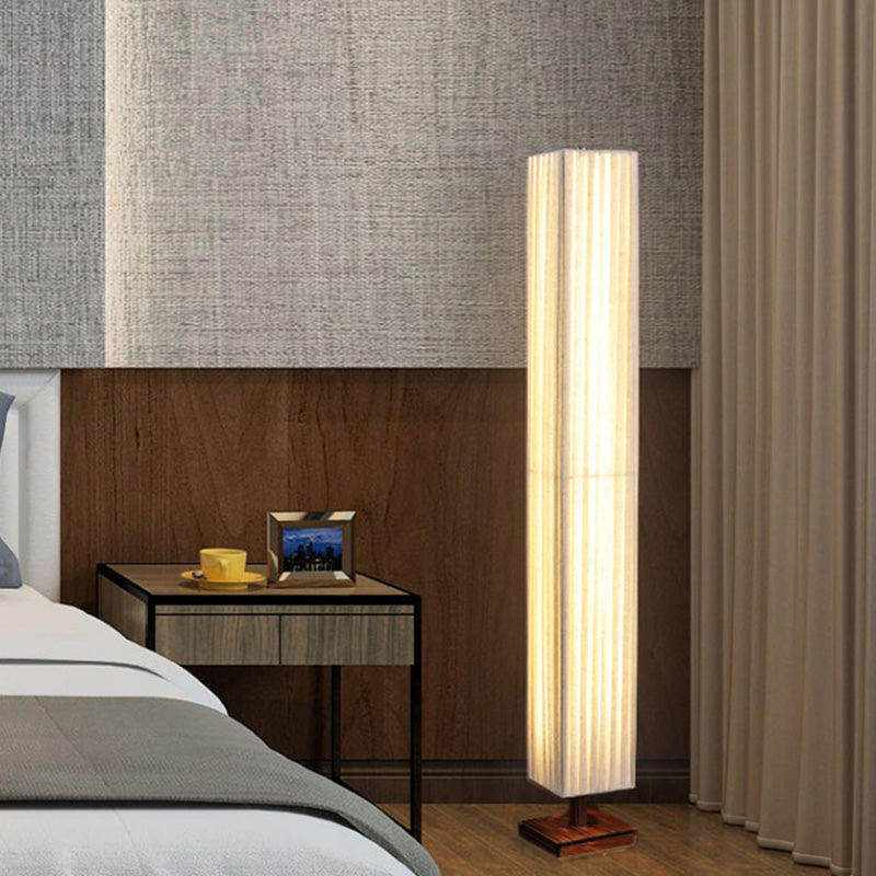 Traditional Japanese Rectangular Walnut LED Floor Lamp for Living Room