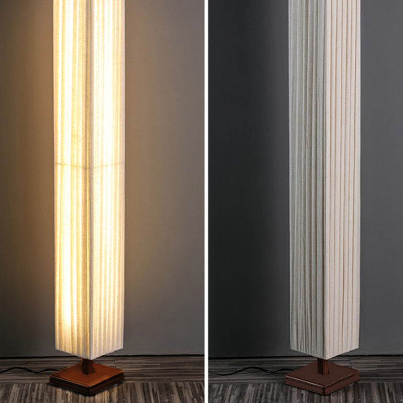 Traditional Japanese Rectangular Walnut LED Floor Lamp for Living Room