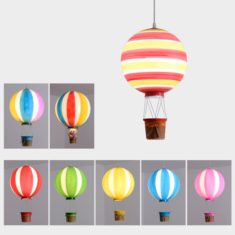 Contemporary Scandinavian Kids Metal Hot Air Balloon Pendant Light
