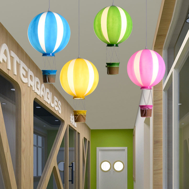 Contemporary Scandinavian Kids Metal Hot Air Balloon Pendant Light