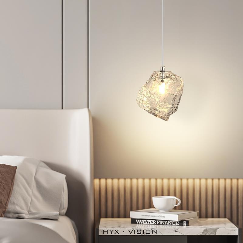 Modern Minimalist Metal Glass Pendant Light for Bedside