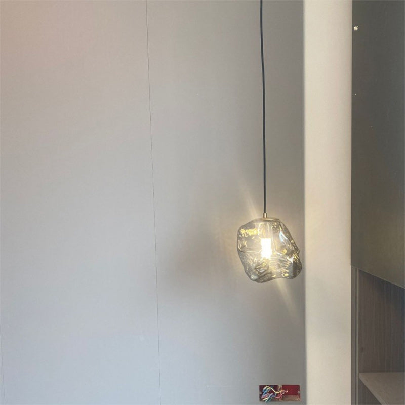 Modern Minimalist Metal Glass Pendant Light for Bedside