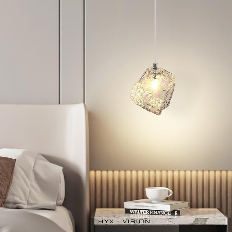 Modern Minimalist Metal Glass Pendant Light for Bedside