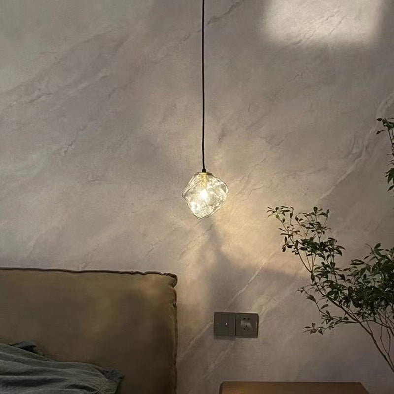 Modern Minimalist Metal Glass Pendant Light for Bedside