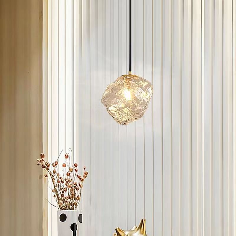 Modern Minimalist Metal Glass Pendant Light for Bedside