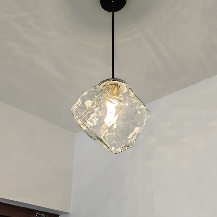 Modern Minimalist Metal Glass Pendant Light for Bedside