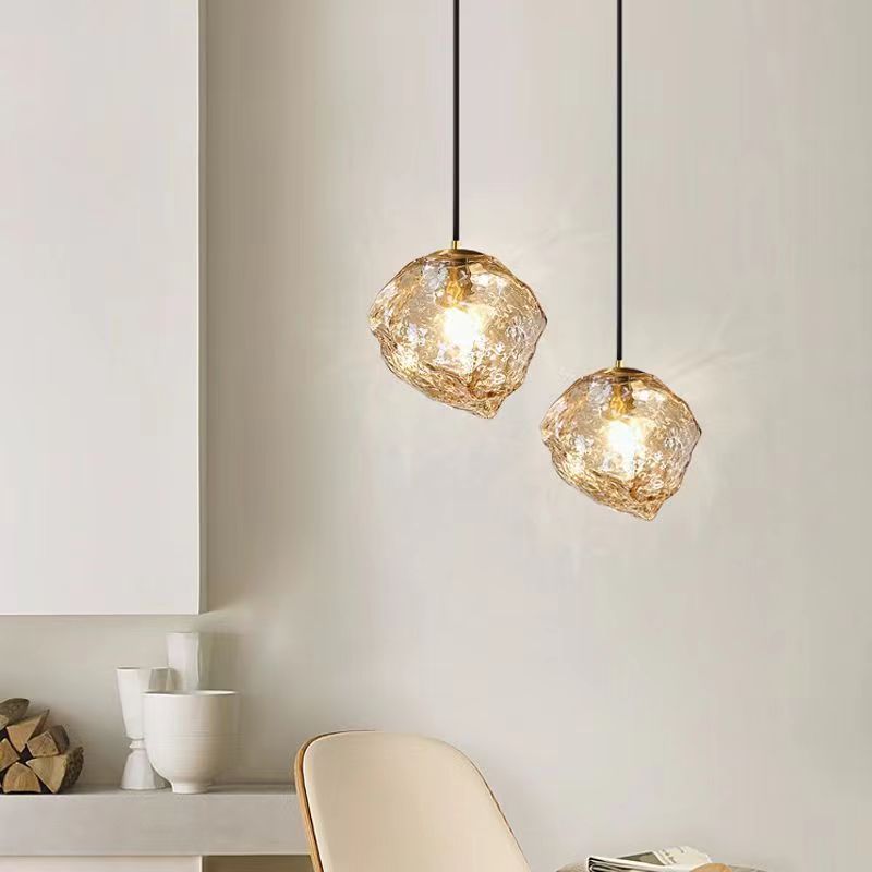 Modern Minimalist Metal Glass Pendant Light for Bedside