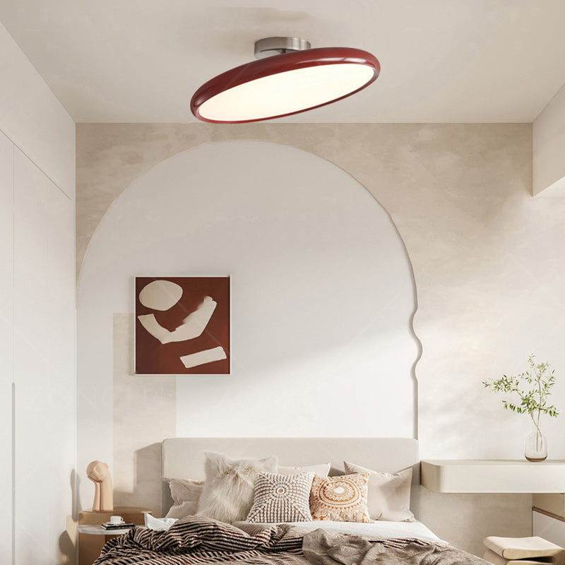 Modern Minimalist LED Semi-Flush Mount Ceiling Light - Adjustable Round Design for Bedroom