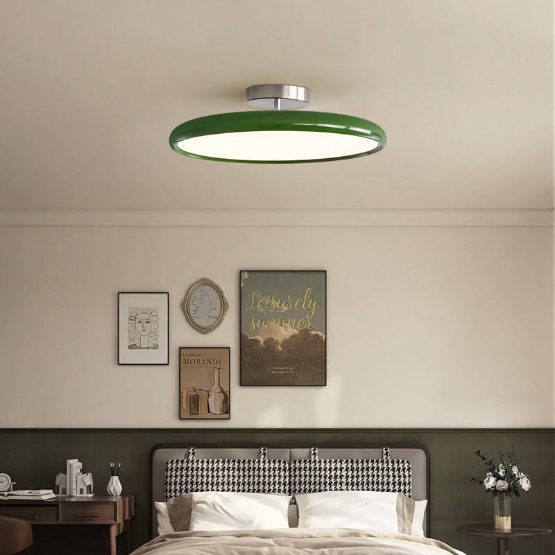 Modern Minimalist LED Semi-Flush Mount Ceiling Light - Adjustable Round Design for Bedroom