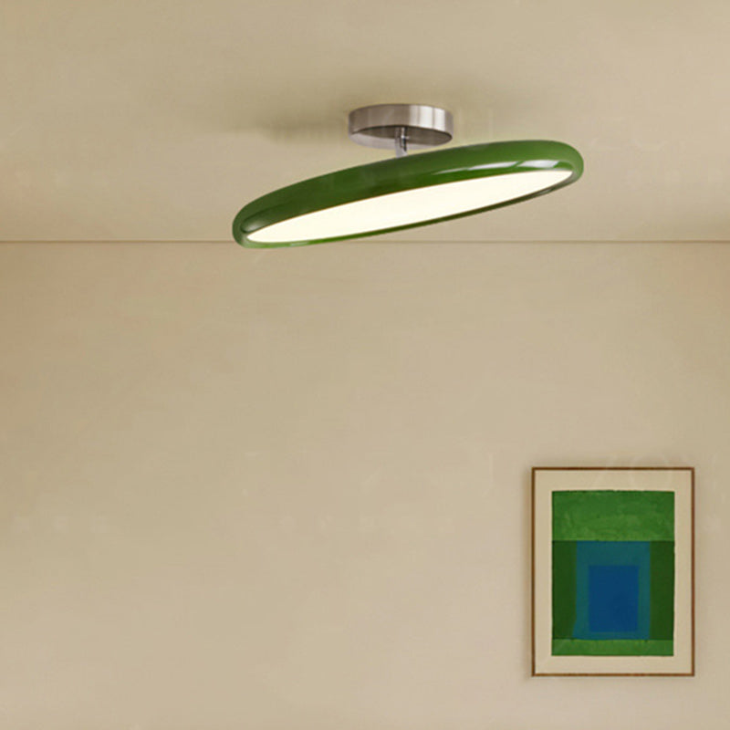 Modern Minimalist LED Semi-Flush Mount Ceiling Light - Adjustable Round Design for Bedroom