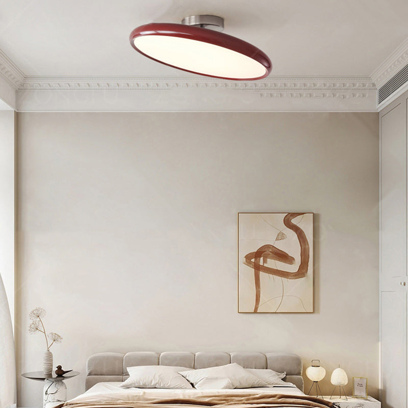 Modern Minimalist LED Semi-Flush Mount Ceiling Light - Adjustable Round Design for Bedroom