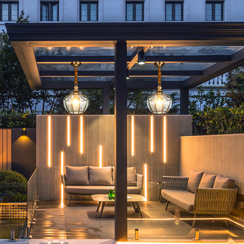 Modern Mid-Century Waterproof Copper Glazed Rhombic Cylinder Chandelier - 1/3/4 Light for Outdoor Patio