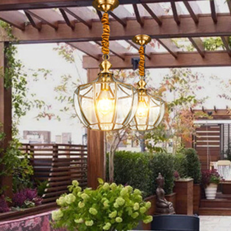 Modern Mid-Century Waterproof Copper Glazed Rhombic Cylinder Chandelier - 1/3/4 Light for Outdoor Patio
