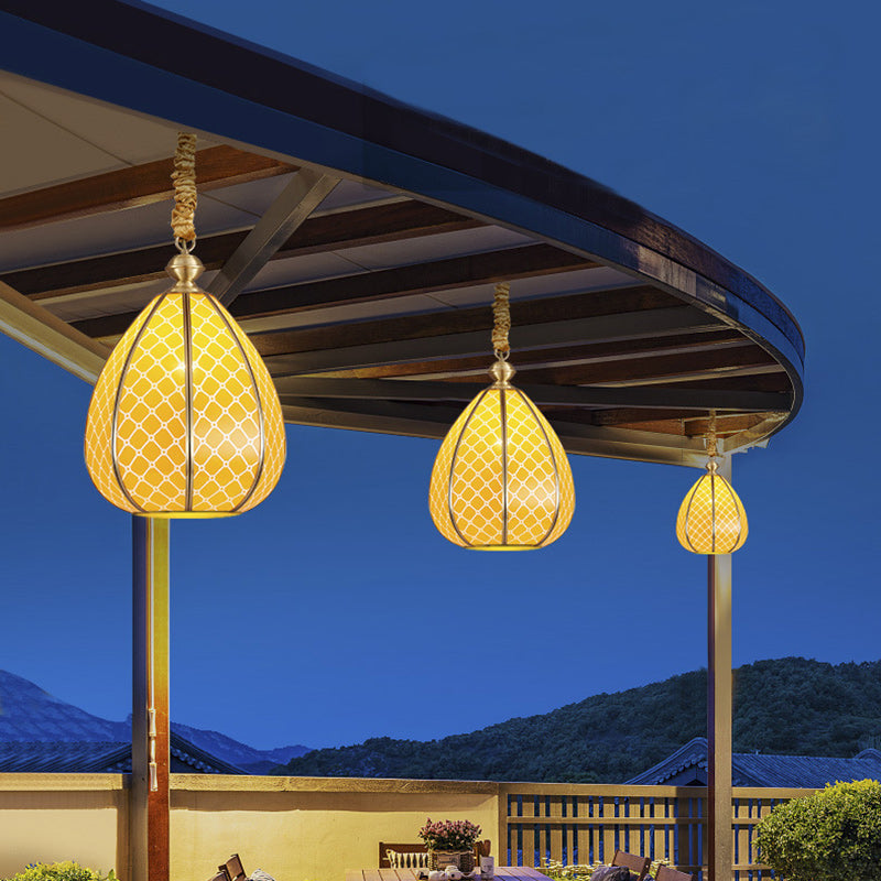 Modern Mid-Century Waterproof Copper Glazed Rhombic Cylinder Chandelier - 1/3/4 Light for Outdoor Patio