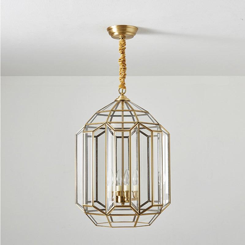Modern Mid-Century Waterproof Copper Glazed Rhombic Cylinder Chandelier - 1/3/4 Light for Outdoor Patio