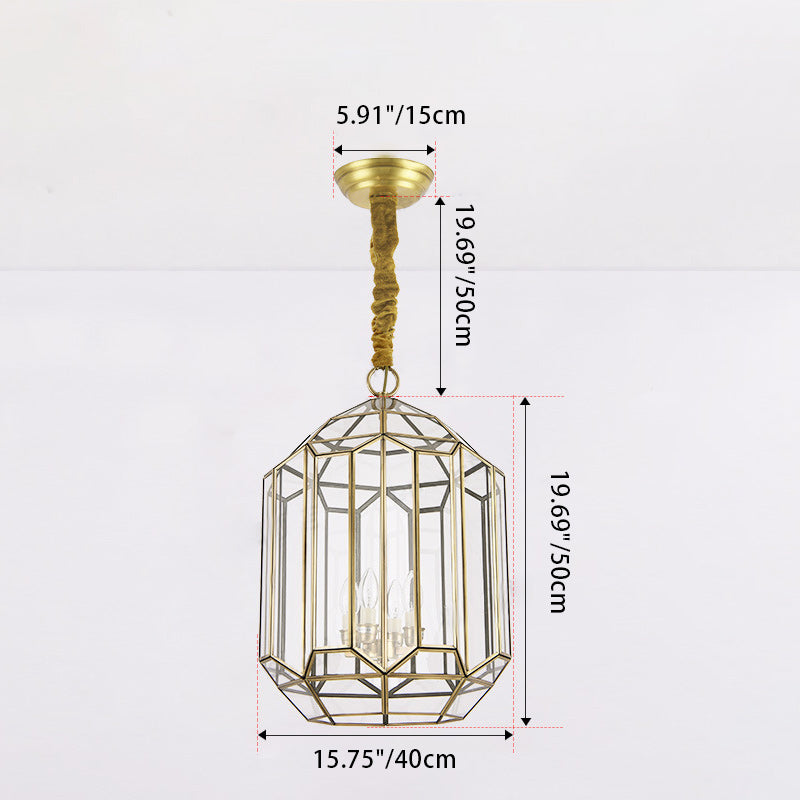 Modern Mid-Century Waterproof Copper Glazed Rhombic Cylinder Chandelier - 1/3/4 Light for Outdoor Patio