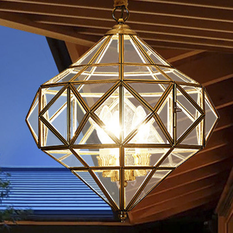 Modern Mid-Century Waterproof Copper Glazed Rhombic Cylinder Chandelier - 1/3/4 Light for Outdoor Patio
