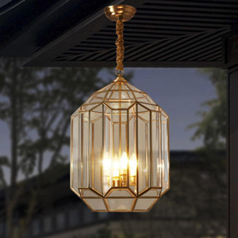 Modern Mid-Century Waterproof Copper Glazed Rhombic Cylinder Chandelier - 1/3/4 Light for Outdoor Patio