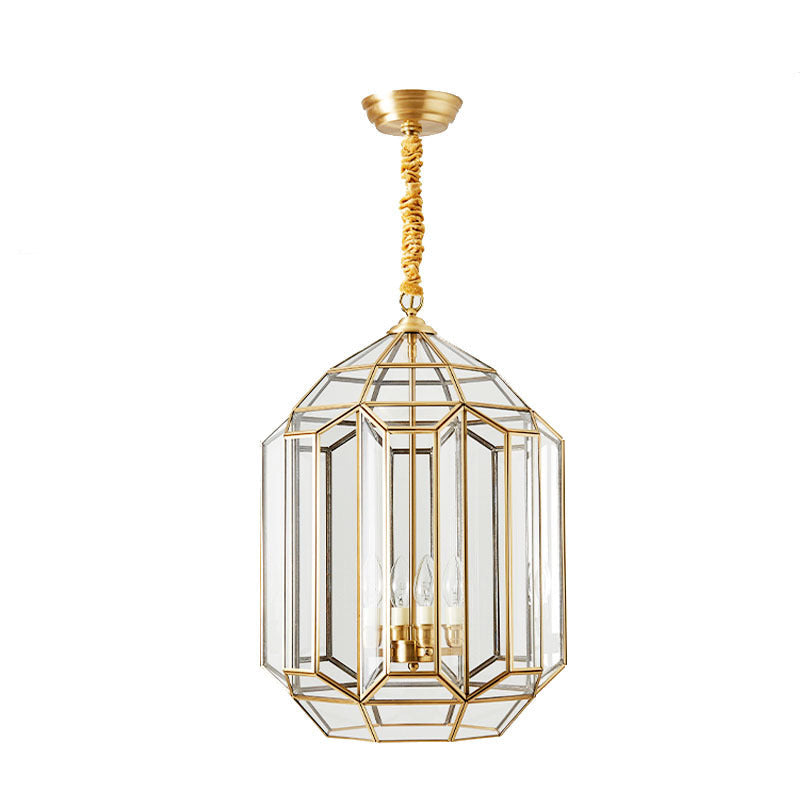 Modern Mid-Century Waterproof Copper Glazed Rhombic Cylinder Chandelier - 1/3/4 Light for Outdoor Patio