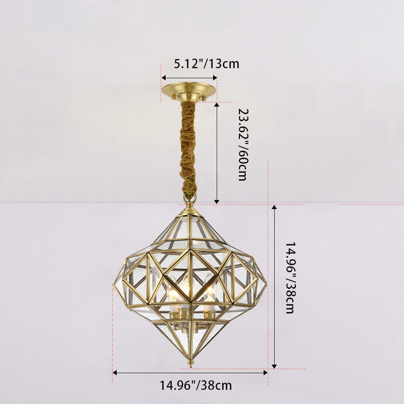 Modern Mid-Century Waterproof Copper Glazed Rhombic Cylinder Chandelier - 1/3/4 Light for Outdoor Patio