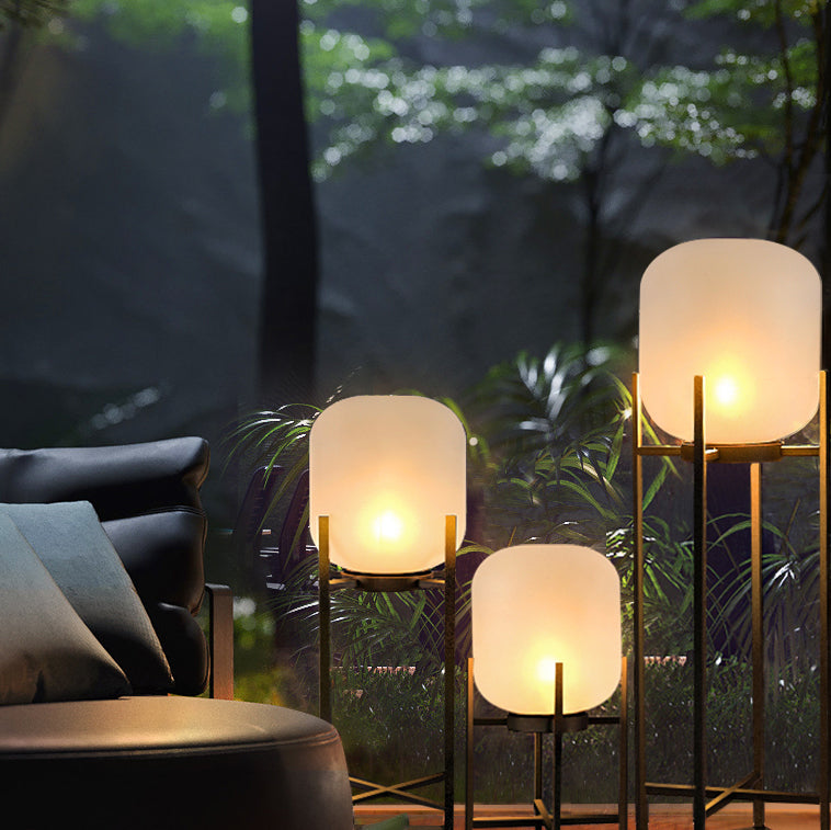 Modern Solar Waterproof LED Floor Lamp for Outdoor Patio - Stainless Steel & Acrylic Design