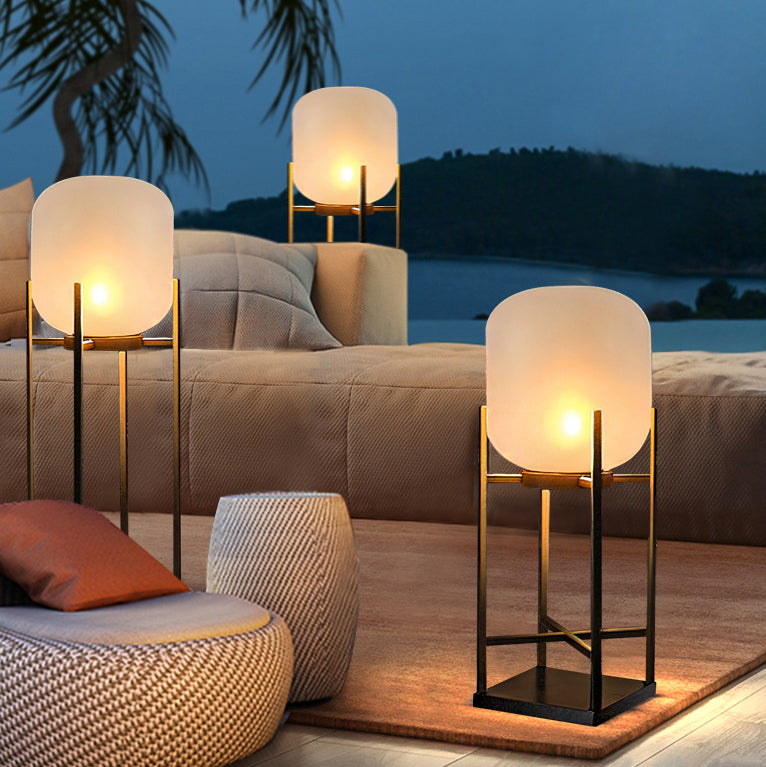 Modern Solar Waterproof LED Floor Lamp for Outdoor Patio - Stainless Steel & Acrylic Design