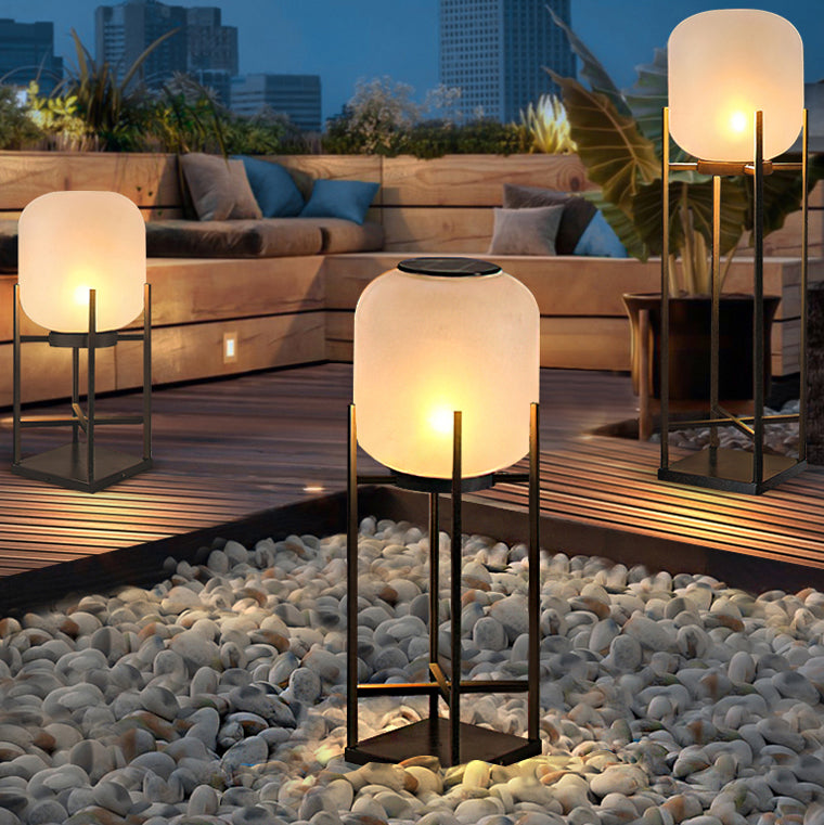 Modern Solar Waterproof LED Floor Lamp for Outdoor Patio - Stainless Steel & Acrylic Design