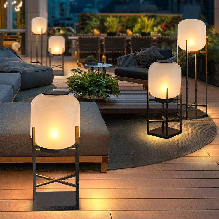 Modern Solar Waterproof LED Floor Lamp for Outdoor Patio - Stainless Steel & Acrylic Design