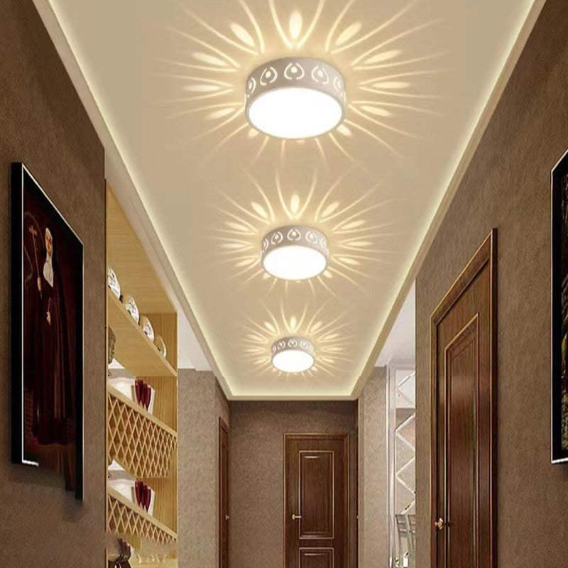 Contemporary Nordic Iron Acrylic Round LED Flush Mount Ceiling Light - Hallway Fixture