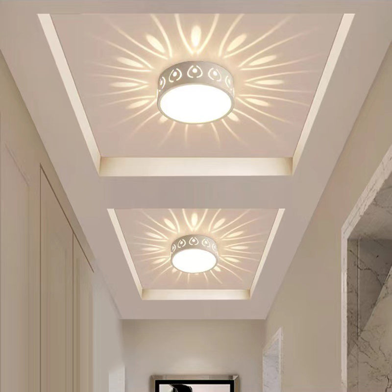 Contemporary Nordic Iron Acrylic Round LED Flush Mount Ceiling Light - Hallway Fixture