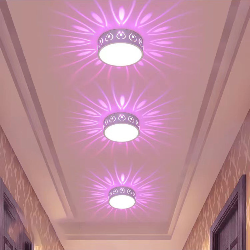 Contemporary Nordic Iron Acrylic Round LED Flush Mount Ceiling Light - Hallway Fixture
