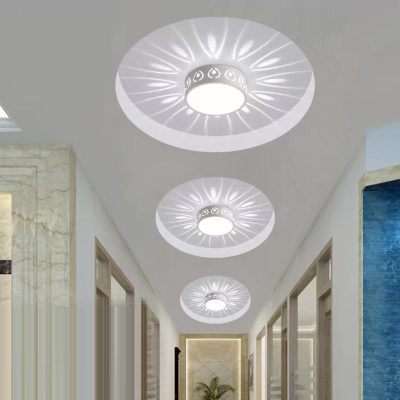 Contemporary Nordic Iron Acrylic Round LED Flush Mount Ceiling Light - Hallway Fixture
