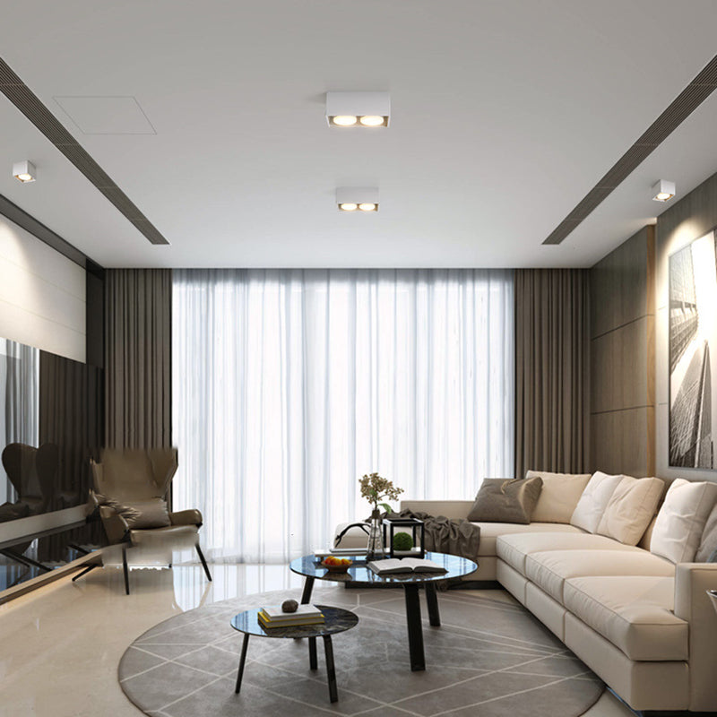 Modern Minimalist Iron Square Downlight Flush Mount Ceiling Light - 1/2/3/4-Light Design for Living Room