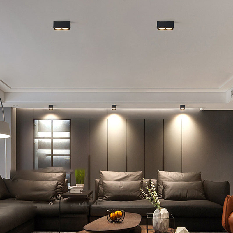 Modern Minimalist Iron Square Downlight Flush Mount Ceiling Light - 1/2/3/4-Light Design for Living Room