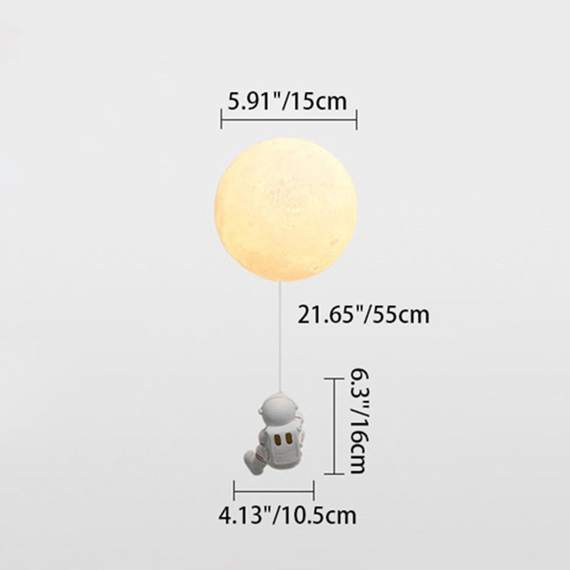 Contemporary Nordic Kids Resin Glass Ball Astronaut Lunar Planet 1-Light Wall Sconce Lamp Bedside Night Light for Nursery Bedroom Decor Cosmic Space Theme Kids Room Lighting Kids Wall Lamp Unique Children's Room Illumination