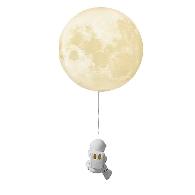 Contemporary Nordic Kids Resin Glass Ball Astronaut Lunar Planet 1-Light Wall Sconce Lamp Bedside Night Light for Nursery Bedroom Decor Cosmic Space Theme Kids Room Lighting Kids Wall Lamp Unique Children's Room Illumination