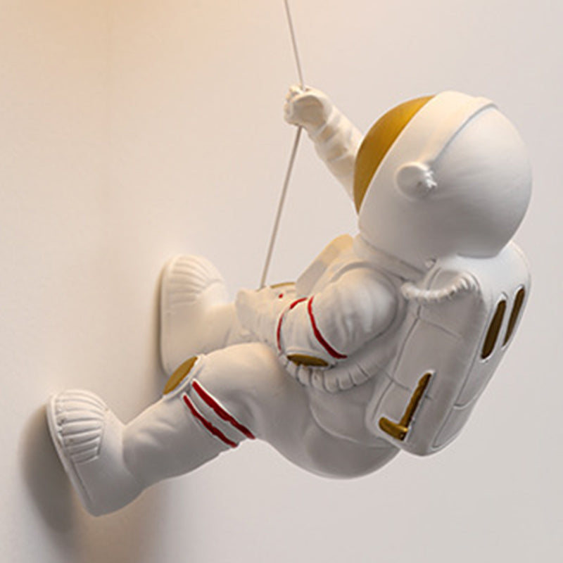 Contemporary Nordic Kids Resin Glass Ball Astronaut Lunar Planet 1-Light Wall Sconce Lamp Bedside Night Light for Nursery Bedroom Decor Cosmic Space Theme Kids Room Lighting Kids Wall Lamp Unique Children's Room Illumination