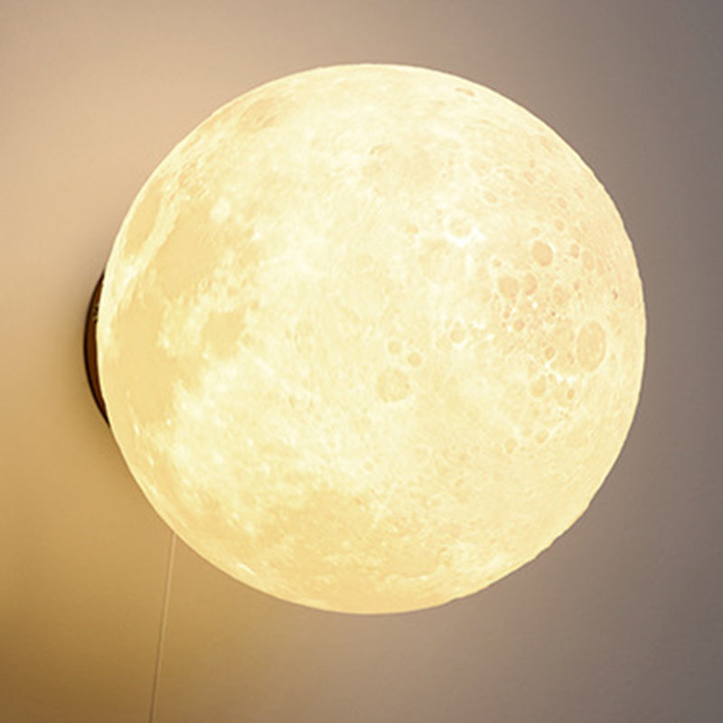 Contemporary Nordic Kids Resin Glass Ball Astronaut Lunar Planet 1-Light Wall Sconce Lamp Bedside Night Light for Nursery Bedroom Decor Cosmic Space Theme Kids Room Lighting Kids Wall Lamp Unique Children's Room Illumination